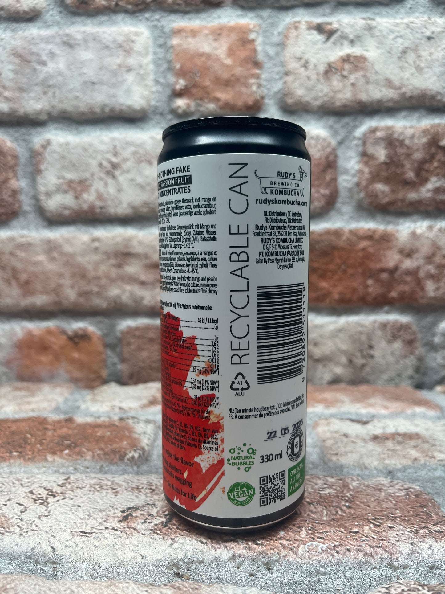 Rudy's Kombucha Frutto della passione e mango Alcool - 33 CL