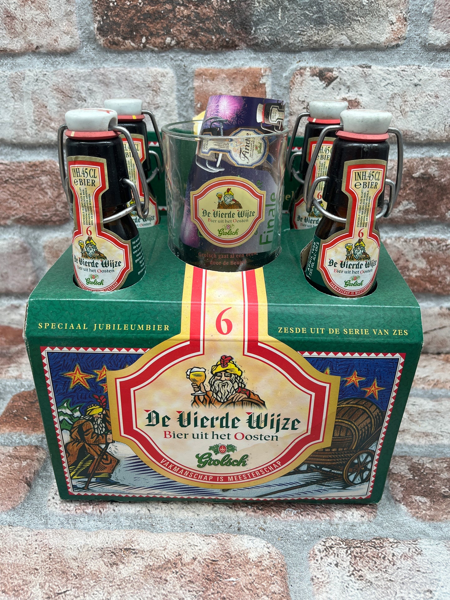 Grolsch Anniversary set birra 6 x 4 bottiglie più 6 bicchieri in onore dei 100 anni della bottiglia swing-top 1997 - 44 CL