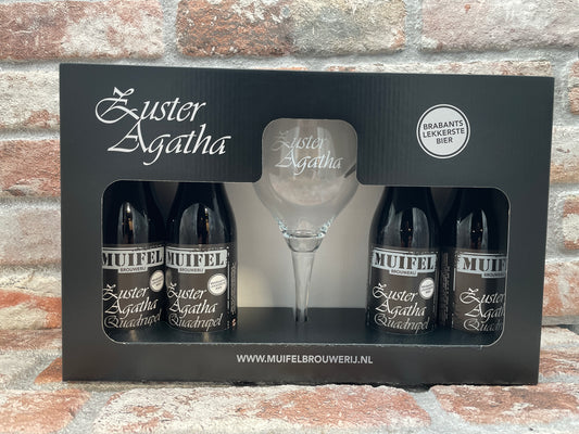 Set Regalo Birrificio Muifel Zuzter Agatha 4 bottiglie più bicchiere Confezione regalo - 33 CL