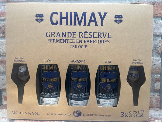 Chimay Grande Réserve Fermentee En Barriques Trilogy '19/'20/'21 incl 2 bicchieri di Quadrupel - 75 CL