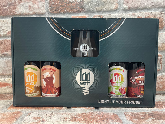 Set Regalo 100 Watt 4 bottiglie + bicchiere - 33 CL